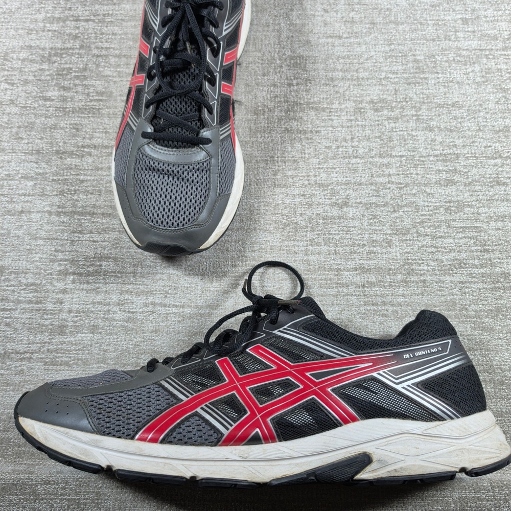 ASICS Gel Contendo 4 Mens 15 Black Grey Red T715N Running Sneakers